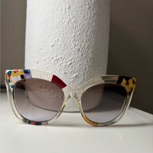FENDI Crystal Honey Gold and Clear Cat-Eye Sunglasses